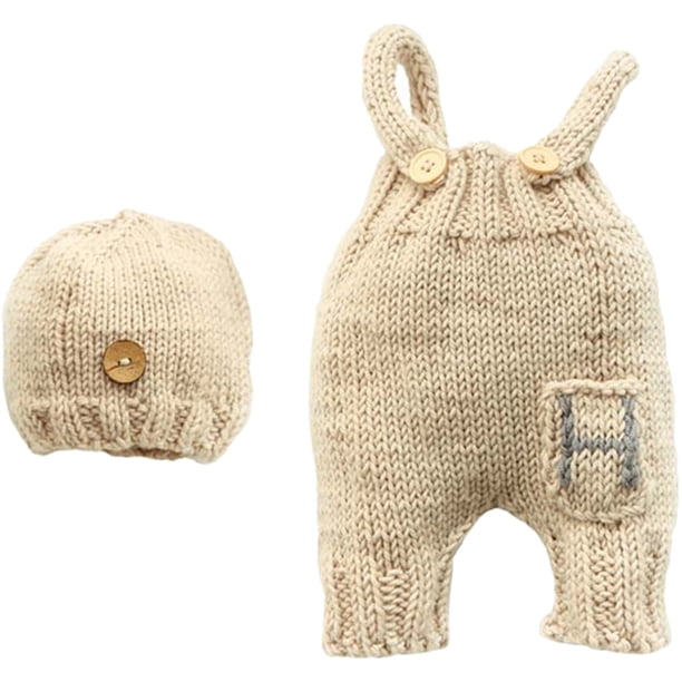 KAKOWELY 1 juego de gorro y tirantes de punto para niños, kit de disfraz para bebé, accesorios de fotografía
