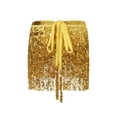 thumbnail image 3 of Women Sequin Tassel Tutu Skirt Rave Fringe Belly Dance Hip Scarf Wrap Skirt Club Mini Skirt Green, 3 of 6