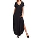 thumbnail image 1 of Vestido largo holgado con cuello en V y bolsillo para mujer, 1 of 4