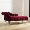 thumbnail image 3 of Maklaine Contemporary Hardwood Tufted Roll Arm Chaise Lounge in Burgundy, 3 of 12