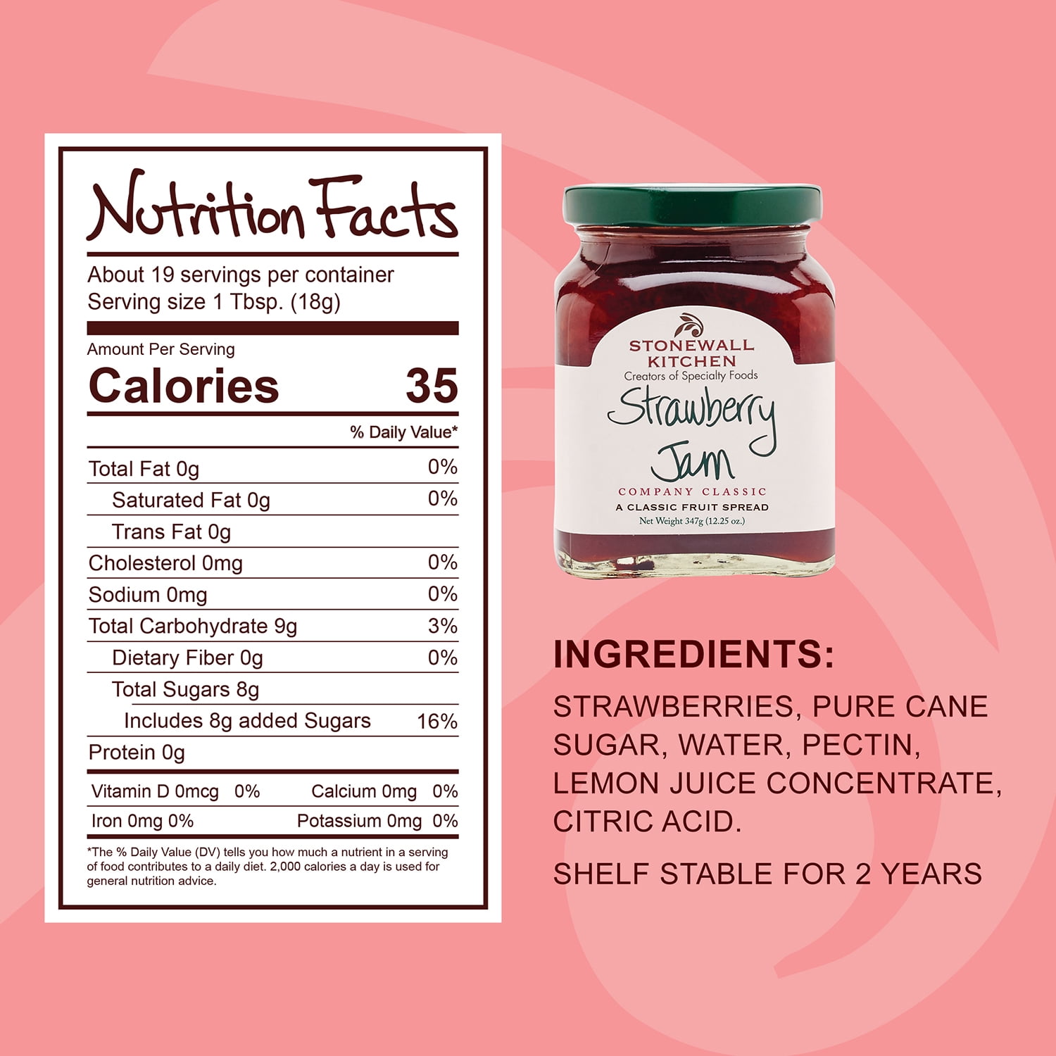 (12 pack) Stonewall Kitchen, non GMO, Strawberry Jam, 12.5 oz. Jar