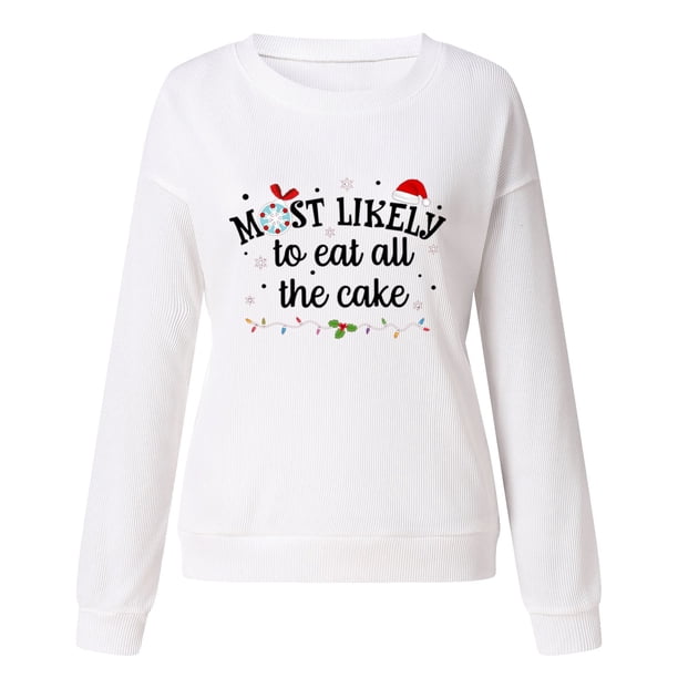 Gibobby Sudaderas para mujer navidad Sudadera con capucha y manga larga con cuello redondo y estampado navideño para mujer(Blanco,XG)