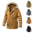 thumbnail image 4 of Ahdbta Men's Winter Jackets Button Zipper Long Sleeve Outerwears Outdoor Windproof Padded Parka Jackets with Removable Hood, 4 of 4
