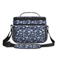 thumbnail image 2 of Dinosaur and Foliage Navy Blue Pattern Insulated Lunch Box for Women Men, Medium Leakproof Cooler Bag with Adjustable Strap, 10"x6.7"x8", 2 of 6
