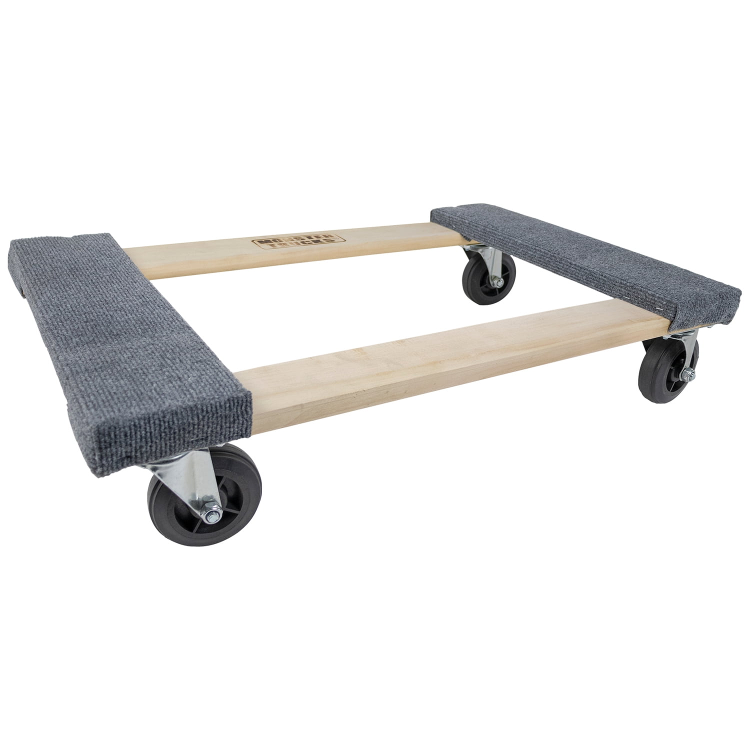 Monster Trucks MT10003 Wood 4-Wheel Dolly, Carpeted & 3 Pack MT10104 72" x 80" Economy Moving Blanket