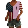 thumbnail image 4 of Tops Cortos para las Mujeres Día de la Independencia Patriótica Impreso Cuello en V, Manga Corta Top Casual para Diario, Fiesta Y Todas las Estaciones, 4 of 5