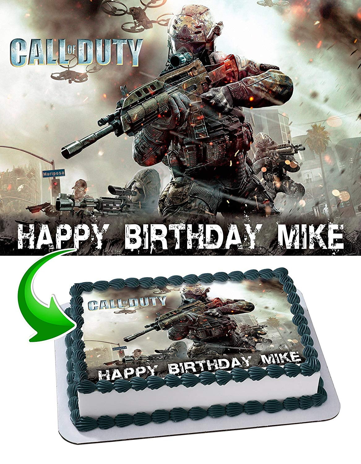 Call of Duty Edible Cake Topper 11.7 x 17.5 Inches 1/2 Sheet