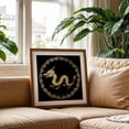thumbnail image 2 of The circle of golden dragon. - Digital Art Fantasy Mystical Pattern Illustration Oak Framed Wall Art Print 8 x 8 inches, 2 of 8