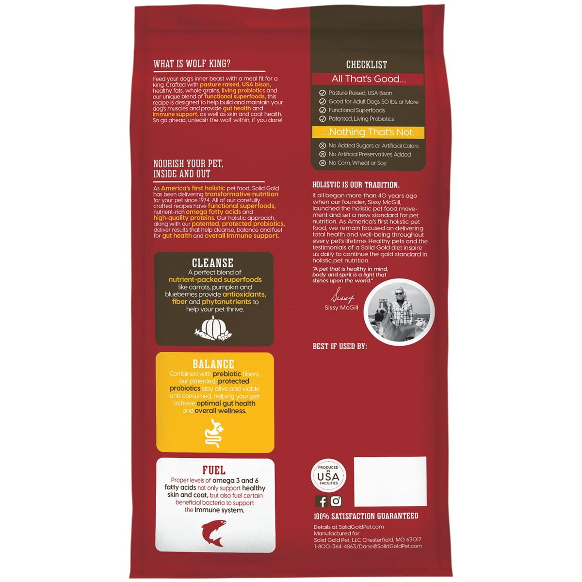 Solid Gold Wolf King Dog Food for Large Breeds, Bison, 12lb