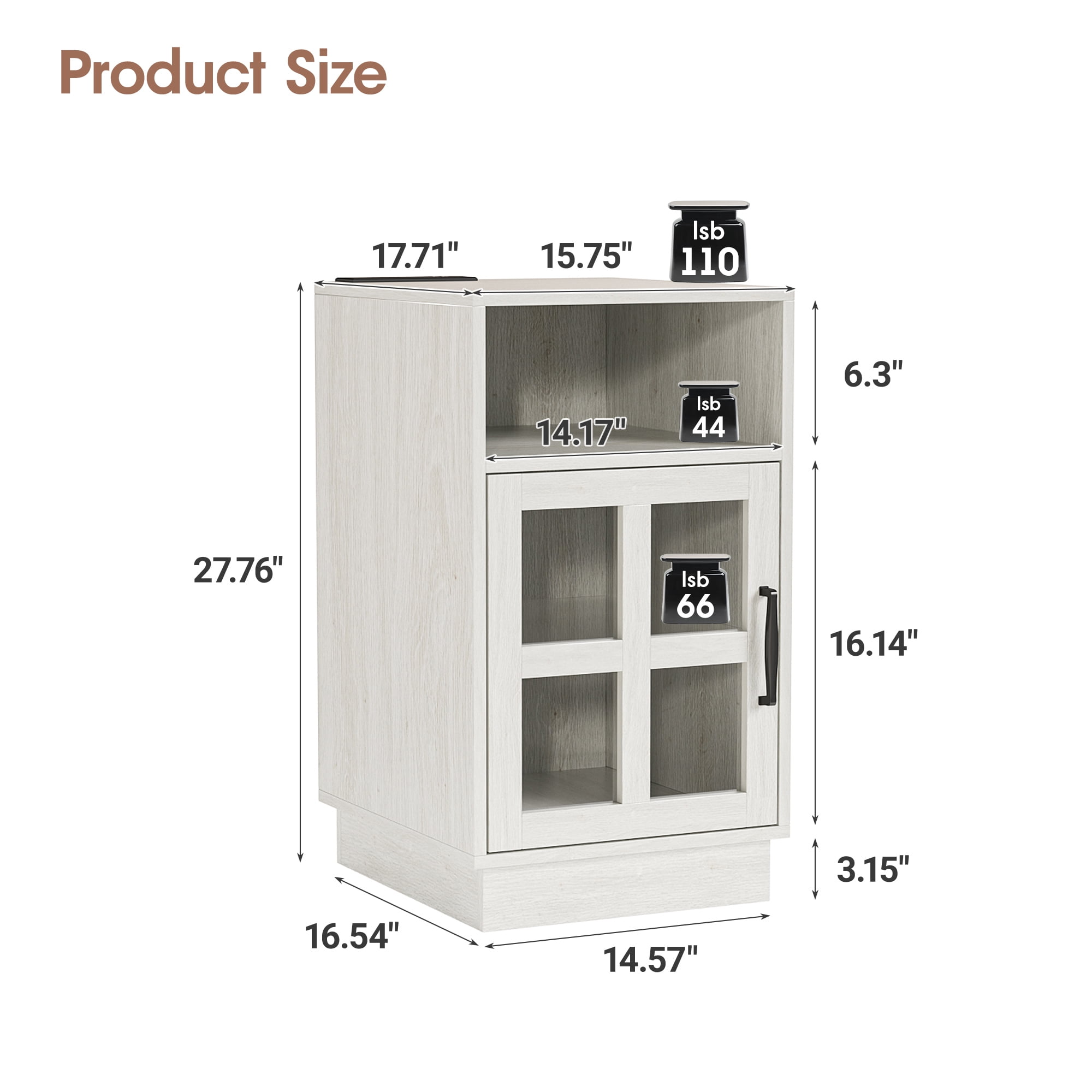 VEANERWOOD End Tables for Living Room with Charging Station & LED Light, Nightstand for Bedroom with Glass Door and Adjustable Shelf, Beige