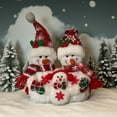 thumbnail image 4 of Snowmen Family Plush Shelf Sitter Figurine Red White Green Soft Fabric Christmas Decoration Tabletop Fireplace Desk Winter Holiday Collectible (12” x 9”), 4 of 7