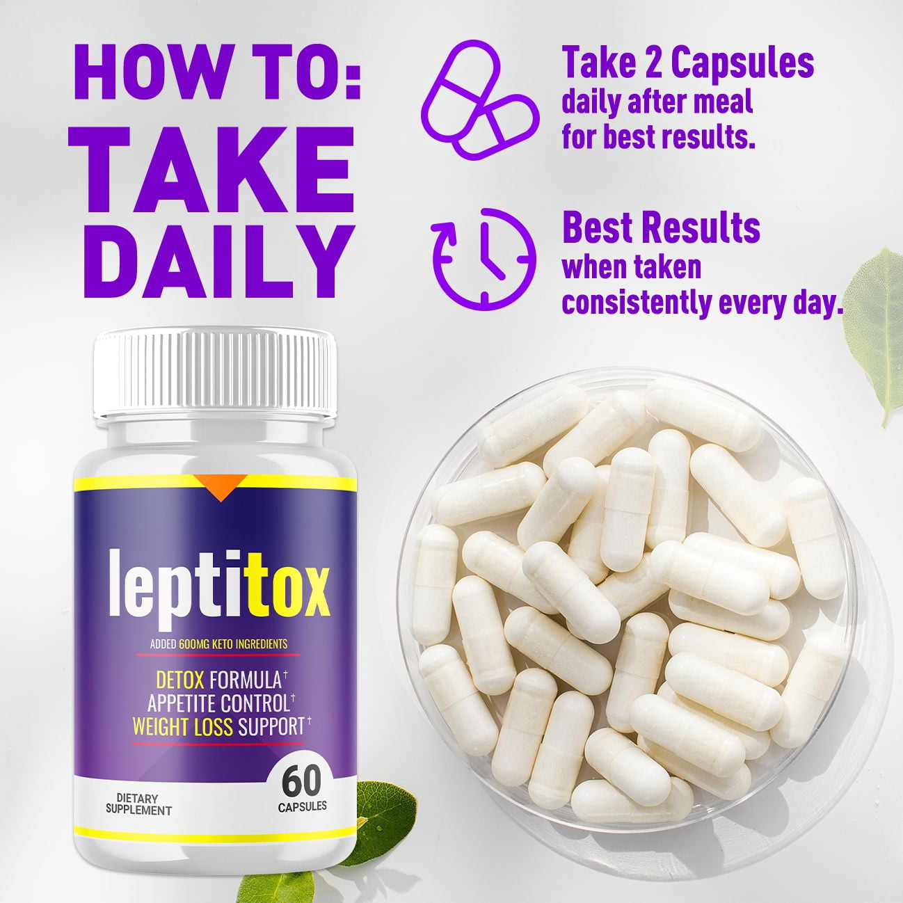 (2 Pack) Leptitox - Pills for Weight Loss - Energy Boosting Dietary Supplements for Weight Management and Metabolism - Advanced Ketogenic Ketones - 120 Capsules