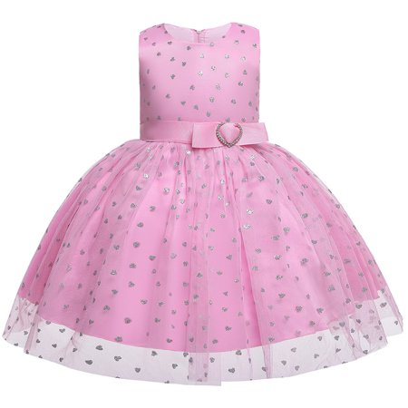 

Little Girl Dresses Summer Casual Sleeveless Mini Dress Floral Print Pink 120