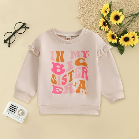 

CHAOLEI Kids Children Girls Winter Long Sleeve Letter Prints Tops Sweatshirt Clothes Autumn -Beige 3-4 Years