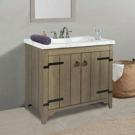 Vanity Stainless Sink - 2 Door Vanity Sink with Cement Top