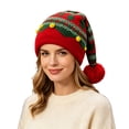 thumbnail image 2 of Christmas Knit Elf‑Style Hat with Pompom, Warm Winter Holiday Costume Cap for Adults, Festive Accessory for Christmas Party Celebrations Red, 2 of 4