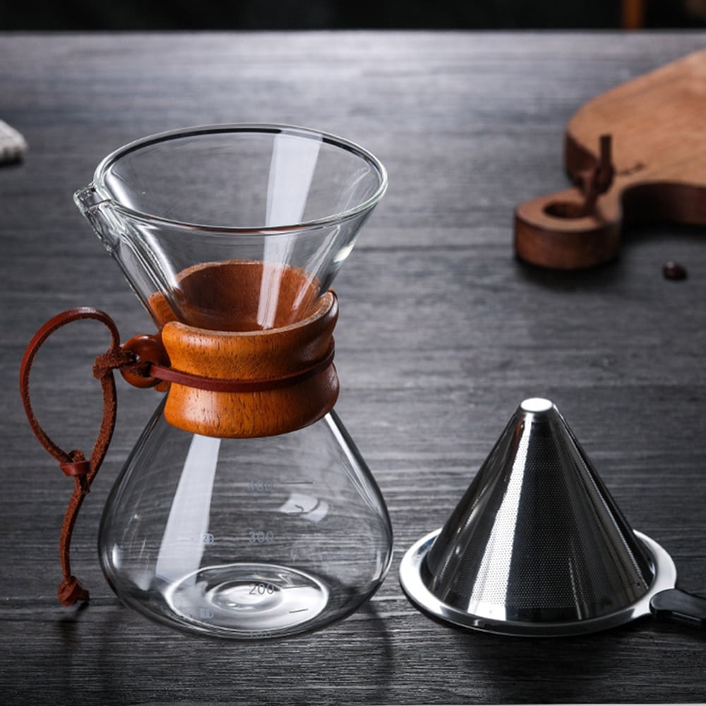 Borosilicate Clear Pyrex Glass Coffee Pot 400ml Pour Over Brew