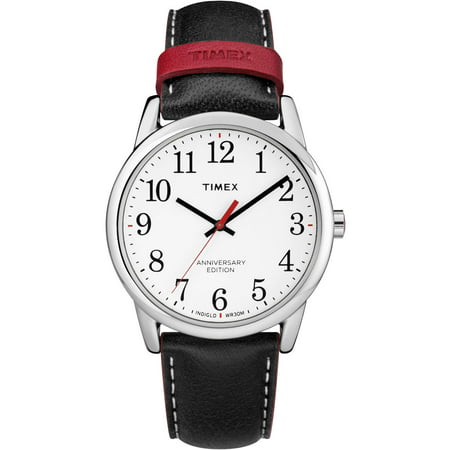 Timex Men's Easy Reader 40th Anniversary Black/White Watch, Leather Strap