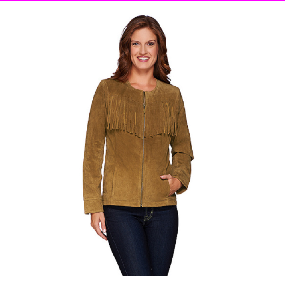 Denim and Co. Suede Zip Front Jacket 