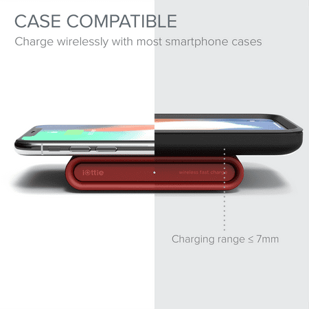 iOttie - iON Wireless Mini 10/7.5W Qi Certified Wireless Charging Pad for iPhone/Android - Ruby