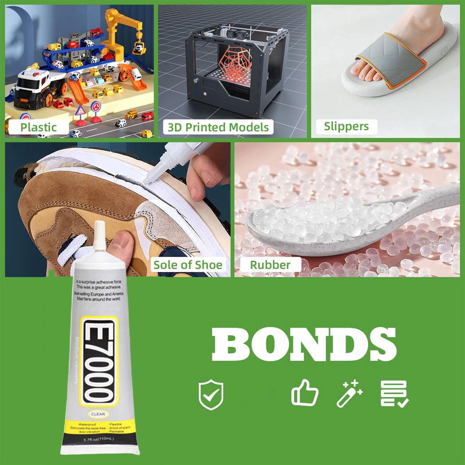Diy Craft Multi-Purpose Waterproof Adhesive, E7000 Needle Type Glue, Jewelry, Phone Screen, Wood, Metal, Glass, Plastic, 110ml