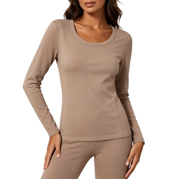 Dvprdro Women Solid Crew Neck Long Sleeve Athletic Tops Workout Yoga Shirts for Running Badminton Fitness Autumn Winter Daily Street Outfit