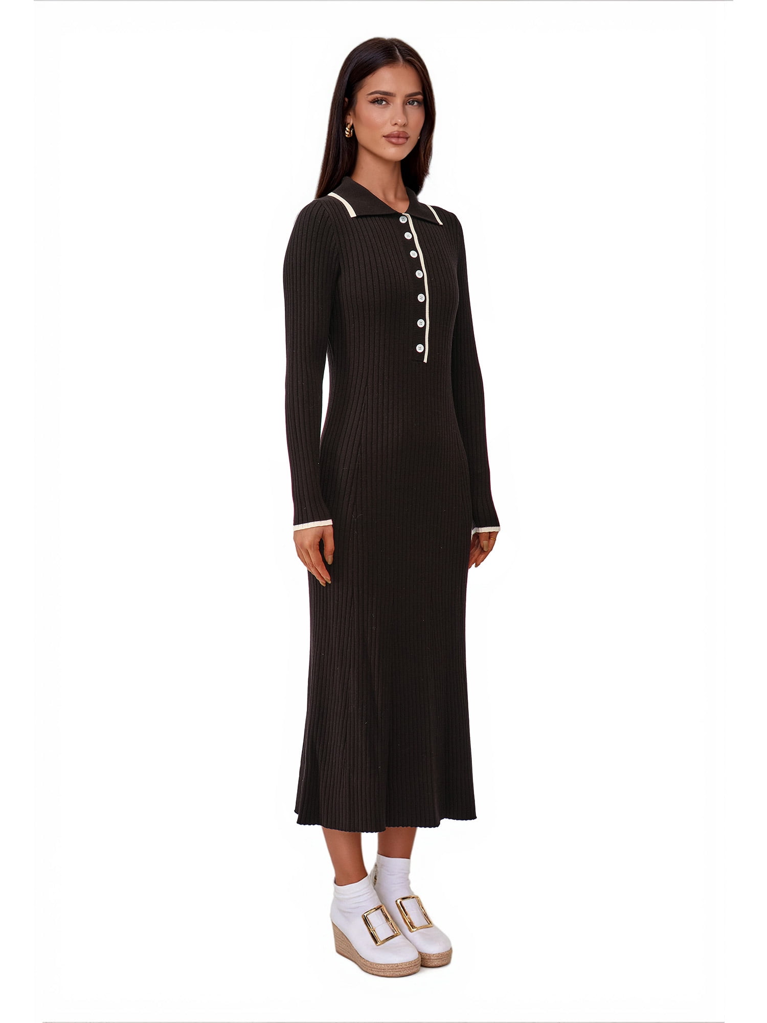 PRETTYGARDEN Women's Long Sleeve V-neck Dress, Sizes S-XXL