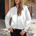 thumbnail image 2 of jtjvou Women's Jacket Lightweight Zip Up Jacket Casual Striped Jacket Coat Outerwear Windbreaker with Pockets White S, 2 of 8