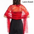 thumbnail image 4 of Bufanda chal de encaje calado para mujer: elegante accesorio para cenas, poliéster, 185 x 65 cm, estilo versátil., 4 of 5