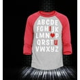 thumbnail image 2 of Shop4Ever Men's I Heart U ABC's Valentine's Day Love You Raglan Baseball Shirt X-Large Black/White, 2 of 4