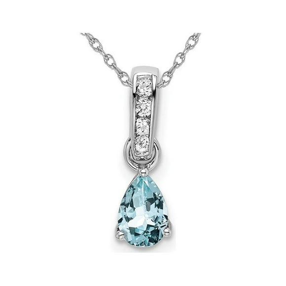 1/2 Carat (ctw) Aquamarine Drop Pendant Necklace in 10K White Gold with Chain
