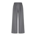 thumbnail image 5 of LEBONYARD Pants for Women Flowy Drawstring Waist Wide Leg,Womens Pants Clearance Plus Size,Women'S Solid Color High-Waisted Casual Pocket Baggy Wide-Leg Shorts Gray S, 5 of 8