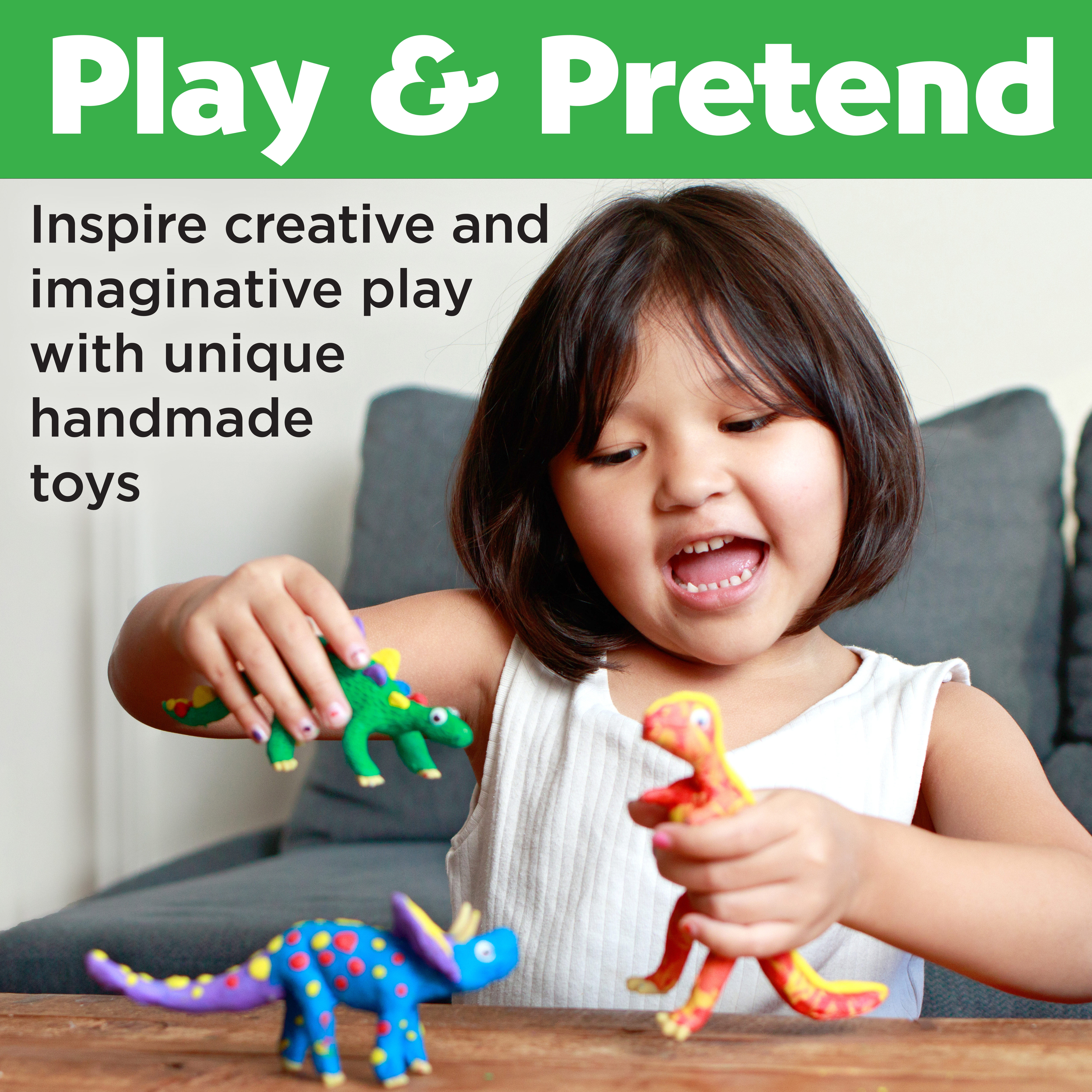 Creative Kids Build 3 Dinosaur Figures with Modeling Clay Craft Kit (28  Pieces)