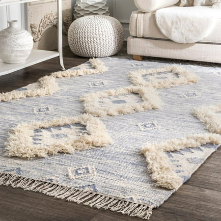 5x8 Rectangle Hand Made Woven Area Rug Blue - nuLOOM