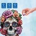 thumbnail image 4 of 200Pcs Day of The Dead Wooden Jigsaw Puzzles for Adults 280x366mm/11x14.4inch Halloween Skull Flower Wood Adult Puzzles Colorful Unique Animal Shaped Wooden Puzzles, 4 of 7