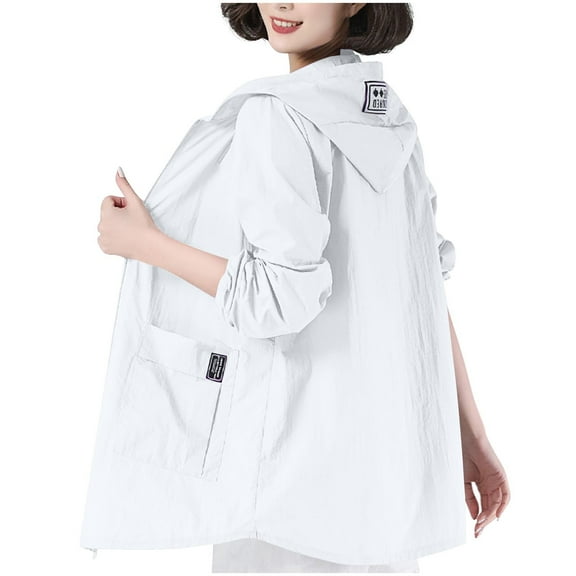 ZyeKqe Plus Size Jackets for Women Sun Protection Hiking Outdoor Hoodies Full Zip Long Sleeve Athletic Sun Shirt