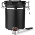 thumbnail image 1 of Contenedor de granos de café de acero inoxidable de 1,5 l, caja de almacenamiento para café, té, cacao, cereales, Pasta, avena, bonificación (negro) Hy, 1 of 5