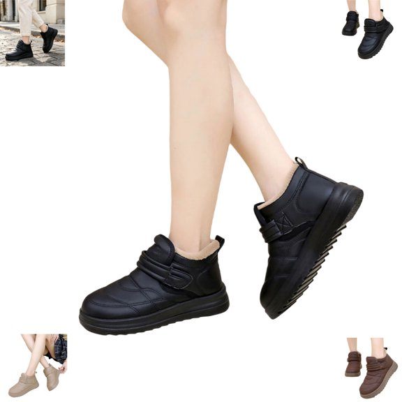 YOUYEDIAN Boots for Women Winter Non Slip Fleece Lined Fashion Flats Warm Comfortable Versatile Snow Platform Shoes