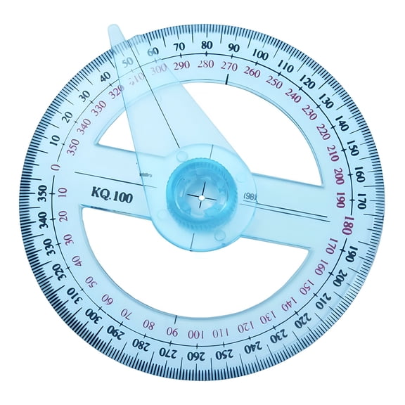 CCOCC Protractor Ruler Rotatable Easy to Read Portable Clear Scale Wide Application Labor-saving Plastic Angle Protractor with 360 Degree Rotating Pointer for School