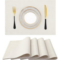 Cloths Placemats for Dining Table Set of 4, Heat Resistant Washable Cotton Linen Blend Table Mats, Easy to Clean Non-Slip Place Mats, 13" x 19", Cream