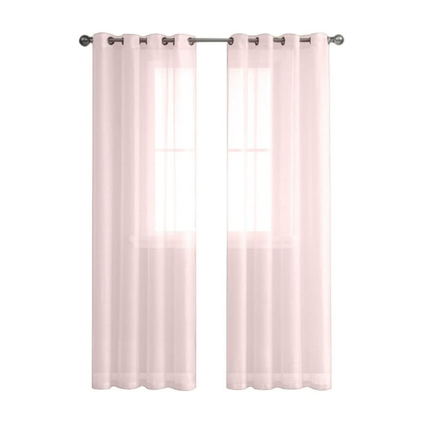 Fridja Sheer Pink Curtains, Sheer Curtains 98 Inches Long, Solid
