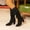 Black, variant on Miluxas Knee High Boots for Women Block Heel Faux Suede Slouchy Boots Elegant and Comfortable Tall Boots with Round Toe