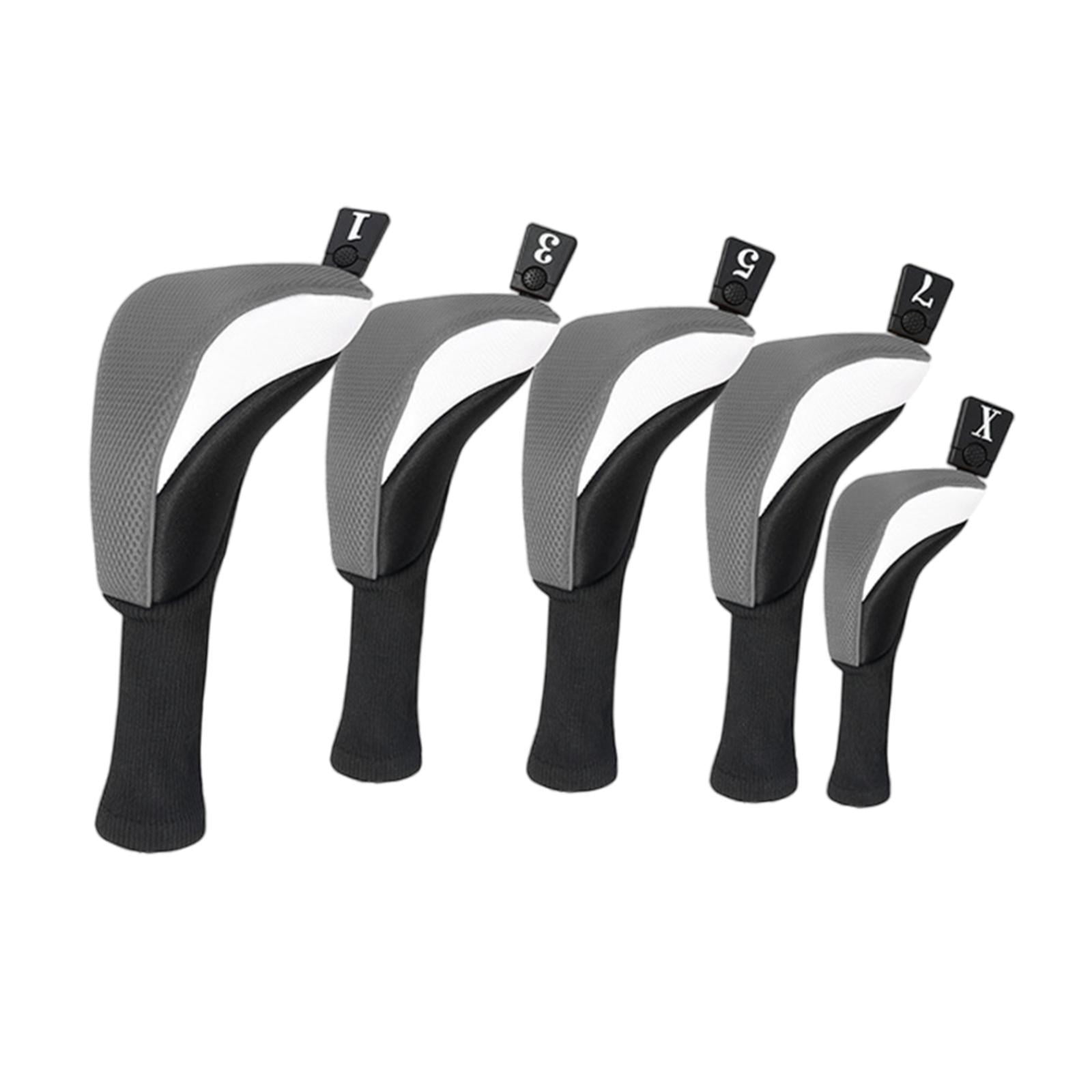 Baoblaze 5 Pieces Golf covers Golf Club Head Cover for Men Women Golfer Gift Gray