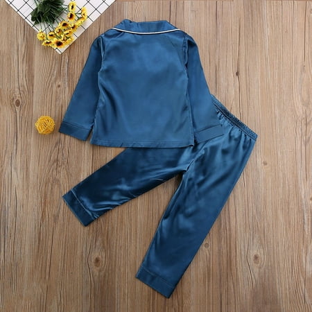 satin pajamas sleepwear toddler sleeve button down baby