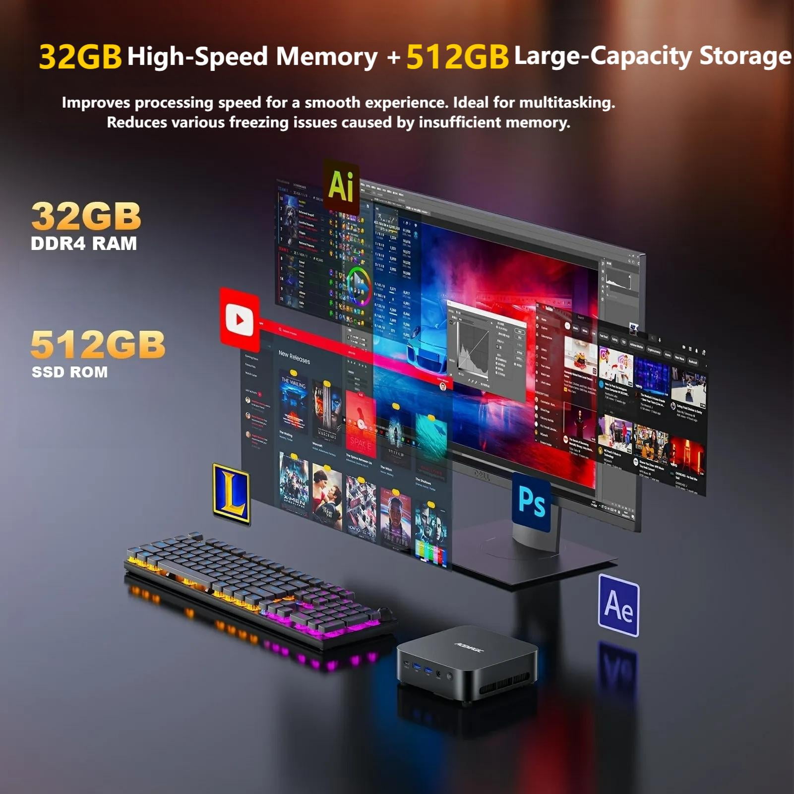 NIPOGI Mini Gaming PC AMD Ryzen 5 7430U 16GB DDR4 512GB SSD Mini