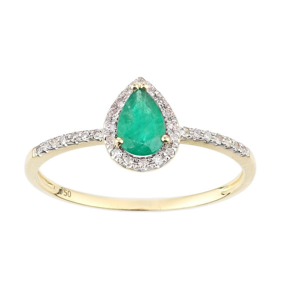 18ct Gold Jewelco London Diamond Pear Emerald Pear Raindrop Halo Cluster Ring