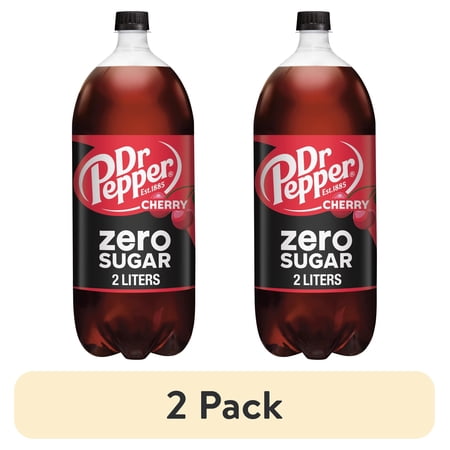 (2 pack) Dr Pepper Zero Sugar Cherry Cola Soda Pop, 2 L, Bottle