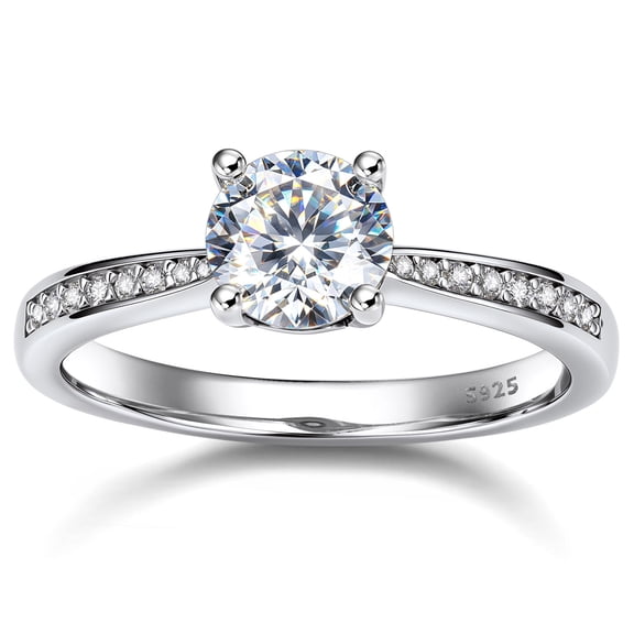 MomentWish Promise Rings for Women 1 Carat Moissanite Engagement Ring Sterling Silver Anniversaries Christmas Valentine's Day Gift Size7