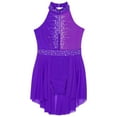 thumbnail image 4 of iixpin Kids Girls Figure Ice Skating Dress Sleeveless Ballet Dance Gymnastic Tutu Leotard Performance Competition Costume Purple 12, 4 of 6