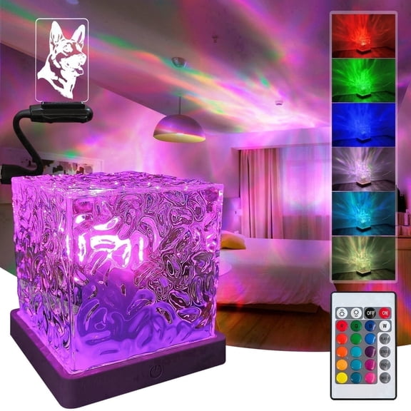 LED Aurora Ocean Wave Projector Night Light 16 Color Changing 4 Modes Touch Remote Dimmable USB Portable Cube Desk Lamp Ceiling Projection Light for Kids Gift